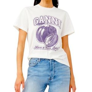 Ganni Plum Relaxed T-Shirt 2023 - Size Small